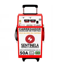 CARREGADOR DE BATERIA SENTINELA 50A 24V C/ AUXILIAR DE PARTIDA E CARRINHO MOD. CAV5024