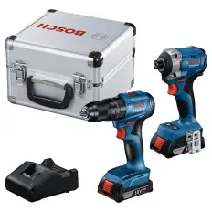 Furadeira de Impacto GSB 185-LI + Parafusadeira GDR 18V-215 + Maleta de Aluminio Bosch 