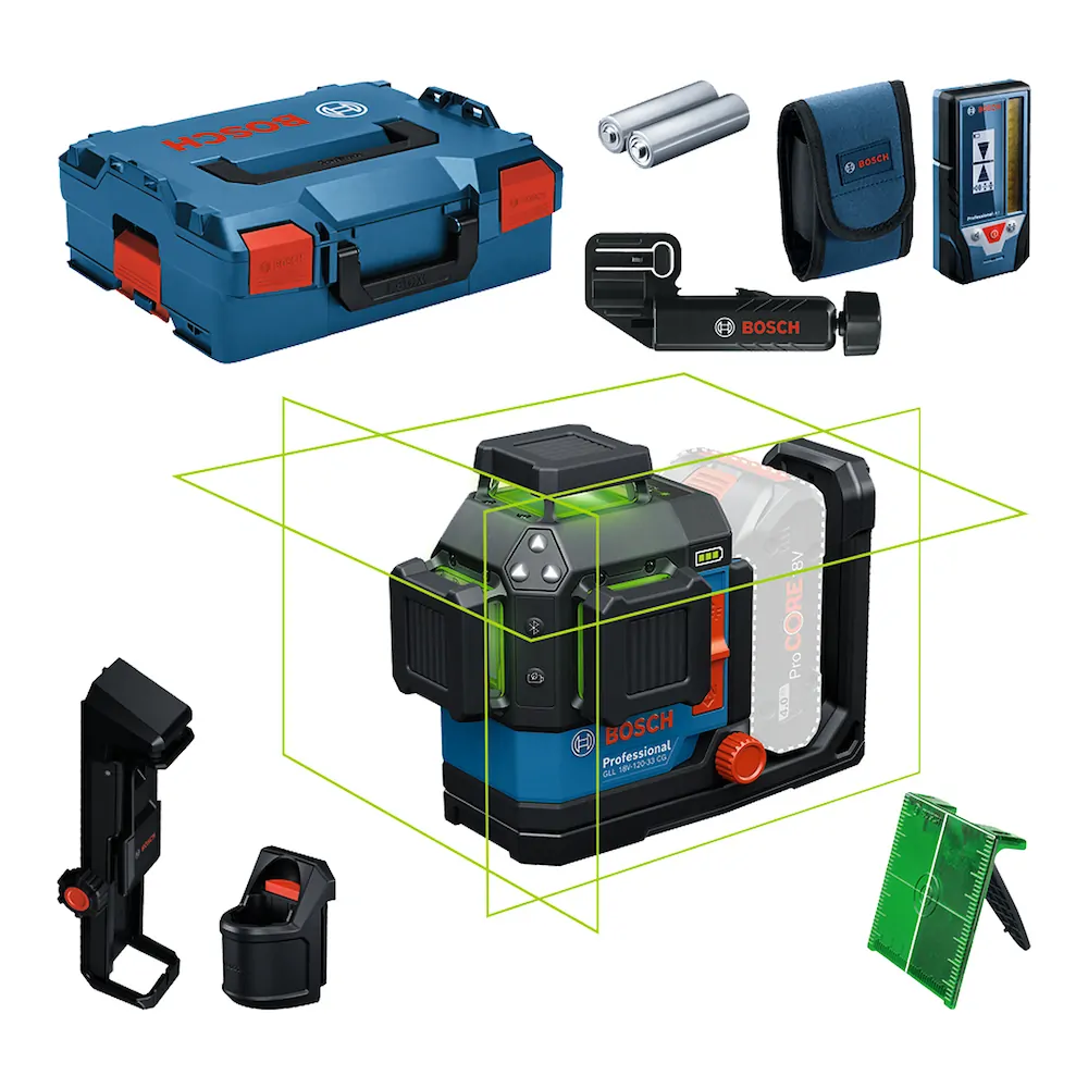 Nível a Laser c/ Receptor LR7 Bosch GLL 18V-120-33 CG