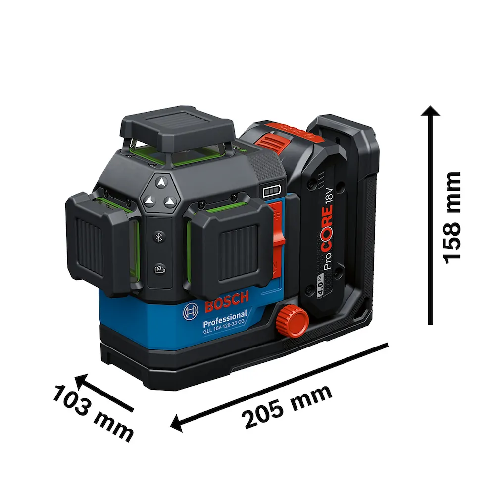 Nível a Laser c/ Receptor LR7 Bosch GLL 18V-120-33 CG