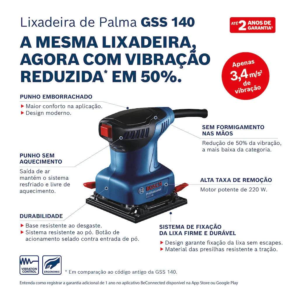 Lixadeira Orbital Oscilante 220W 220V Bosch- GSS 140