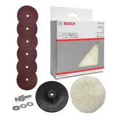 Kit 9 peças  disco de lixa, boné de pele e disco de Borracha Bosch