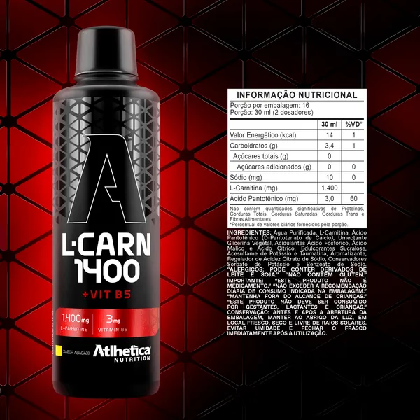 L CARNITINA 1400 + VIT B5 (480ml) - Atlhetica Nutrition 