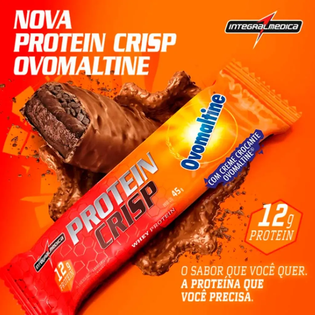 Protein Crisp Bar Ovomaltine® Caixa 12 Barras de 45g Cada - Integralmédica