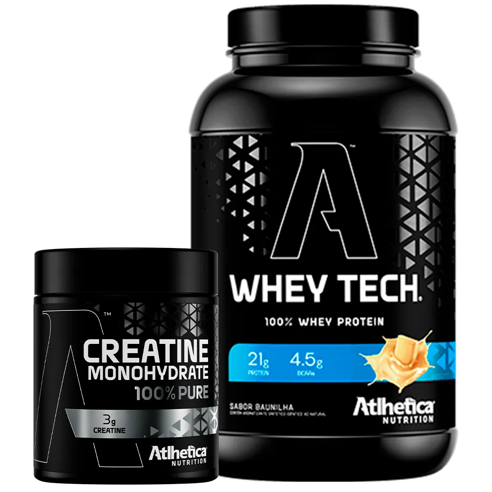 Kit Whey Tech Pote 900g + Creatina Monohydrate Pura Pote 100g - Atlhetica Nutrition