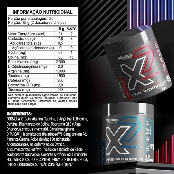  X7 Original Pre-Workout Pote 300g - Atlhetica Nutrition