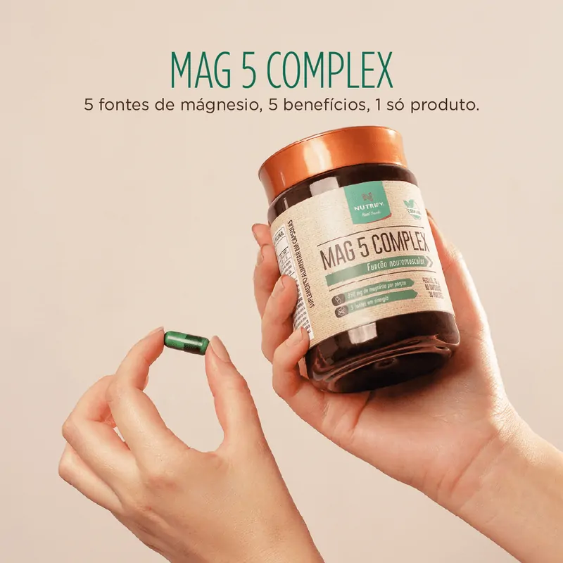 MAG 5 COMPLEX ( Blend 5 Fontes de Magnésio ) Pote 90 Cápsulas - Nutrify