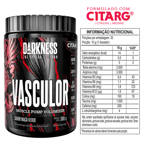 Vasculor Muscle Pump Volumizer Pote 300g Darkness | integralmedica ( Vencimento 30.07.2026 )