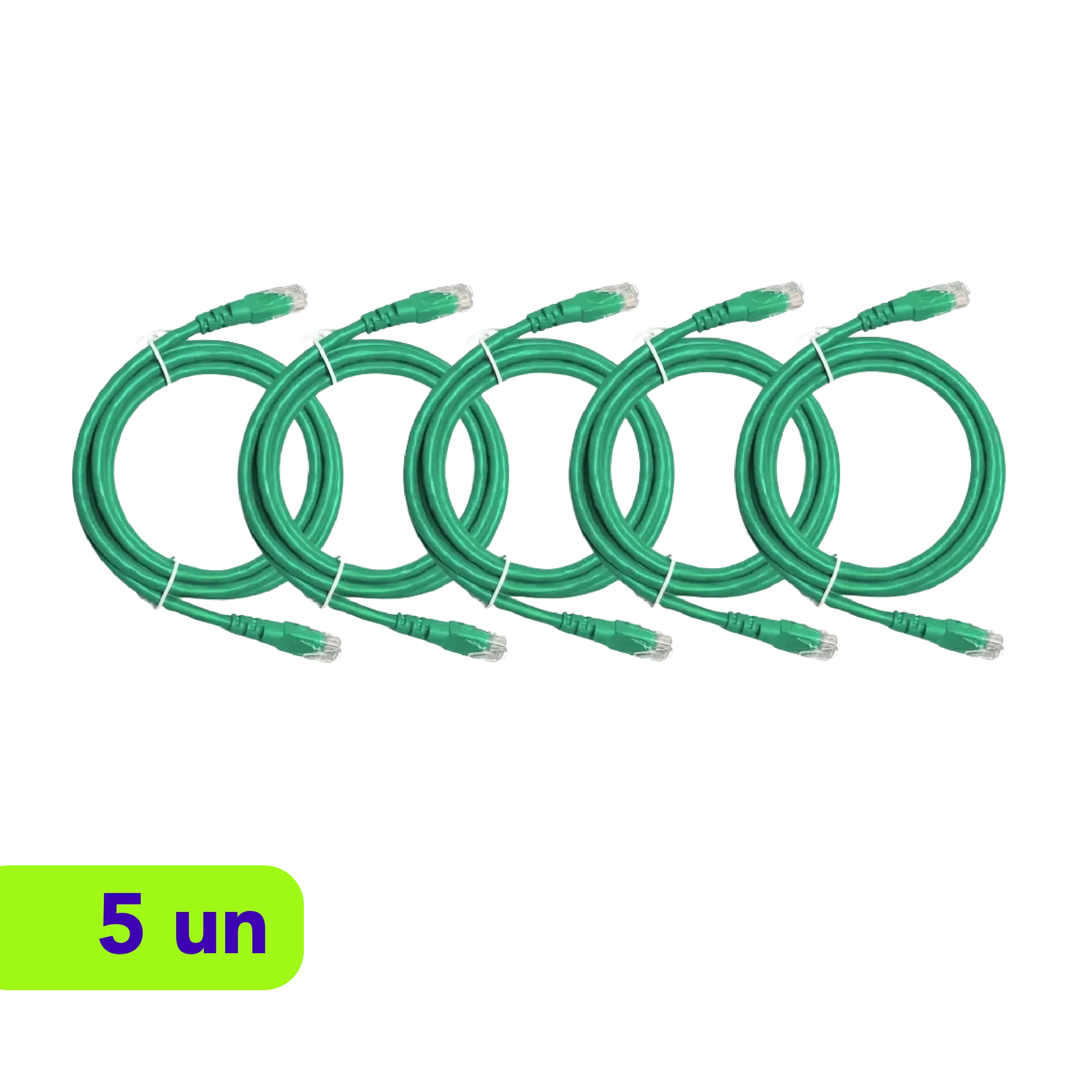Patch Cord - UTP - LSZH - Cat.6 - 2,5m - Verde - Kit com 5 Unidades