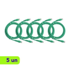 Patch Cord - UTP - LSZH - Cat.6 - 2,5m - Verde - Kit com 5 Unidades
