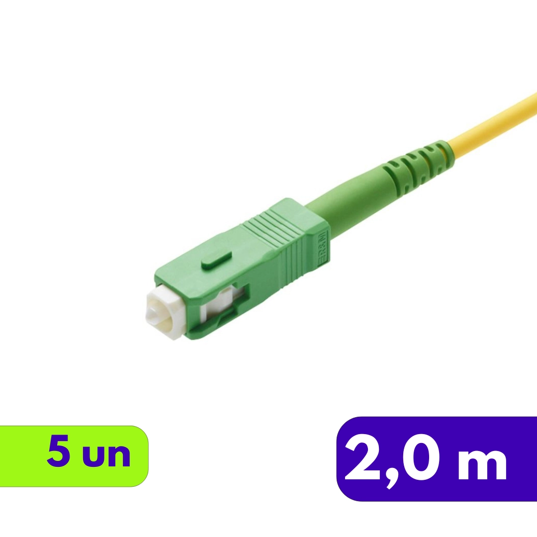 Cordão Óptico - SM BLI SC/APC - SC/APC - LSZH AM - R&M - 2m - Kit com 5 Unidades