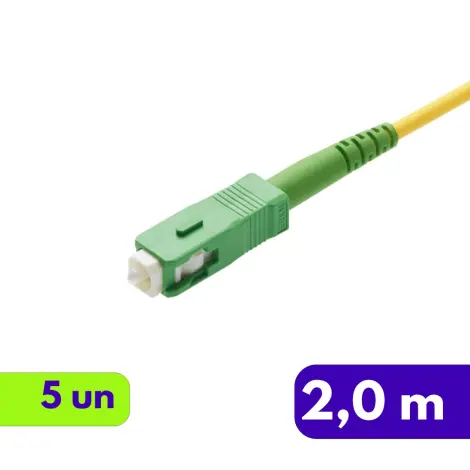 Cordão Óptico - SM BLI SC/APC - SC/APC - LSZH AM - R&M - 2m - Kit com 5 Unidades