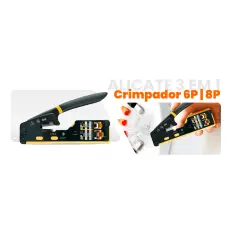 Alicate Crimpador 3 em 1 - Crimpador/Decapador/Cortador - FCRJ45CR
