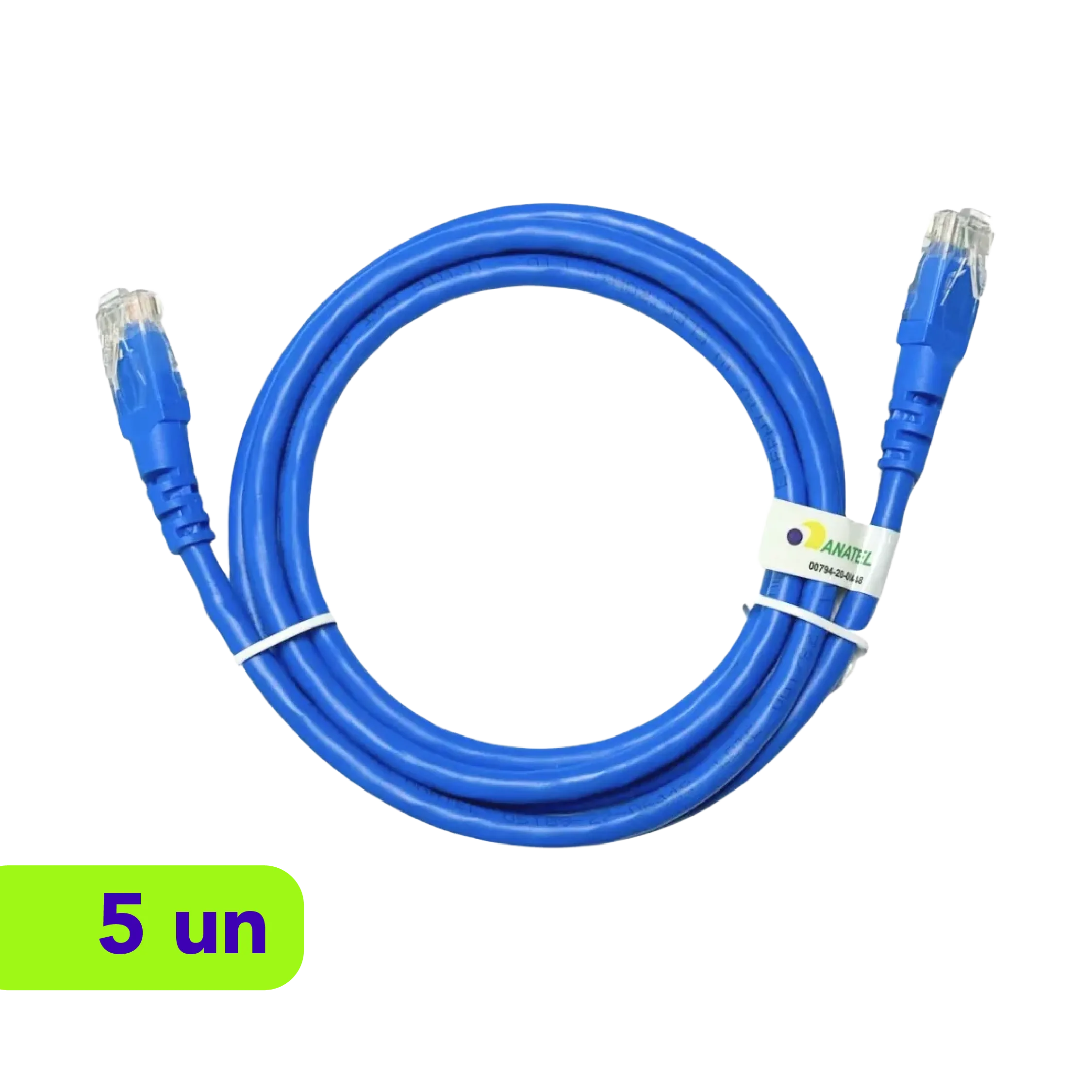 Patch Cord - Slim - UTP - CMX - Cat. 6 - Fconn - 1,5m - Azul - Kit com 5 Unidades