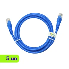 Patch Cord - Slim - UTP - CMX - Cat. 6 - Fconn - 1,5m - Azul - Kit com 5 Unidades