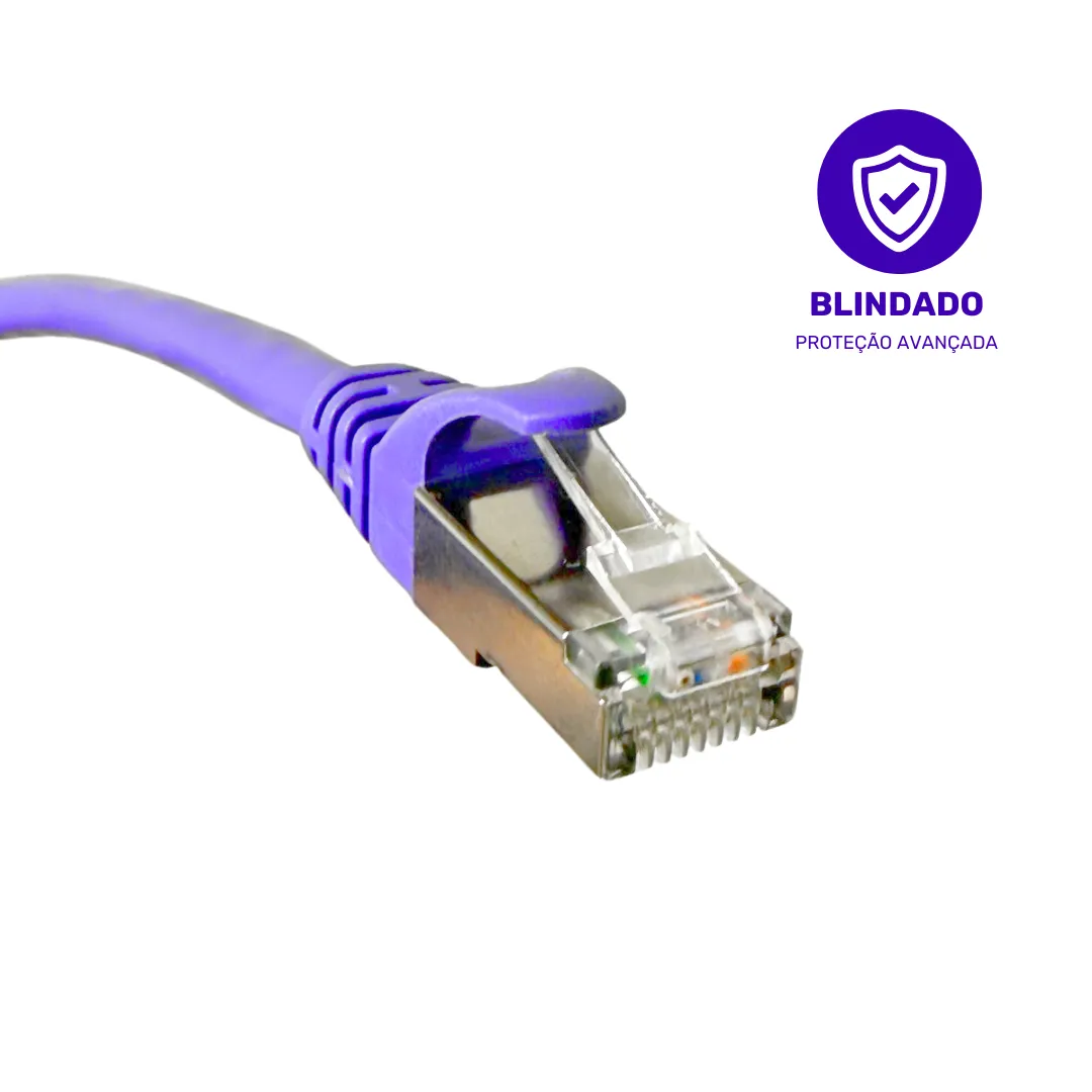 Patch Cord - FTP LSZH Cat. 6A - 1,5m - Roxo - Kit com 5 Unidades