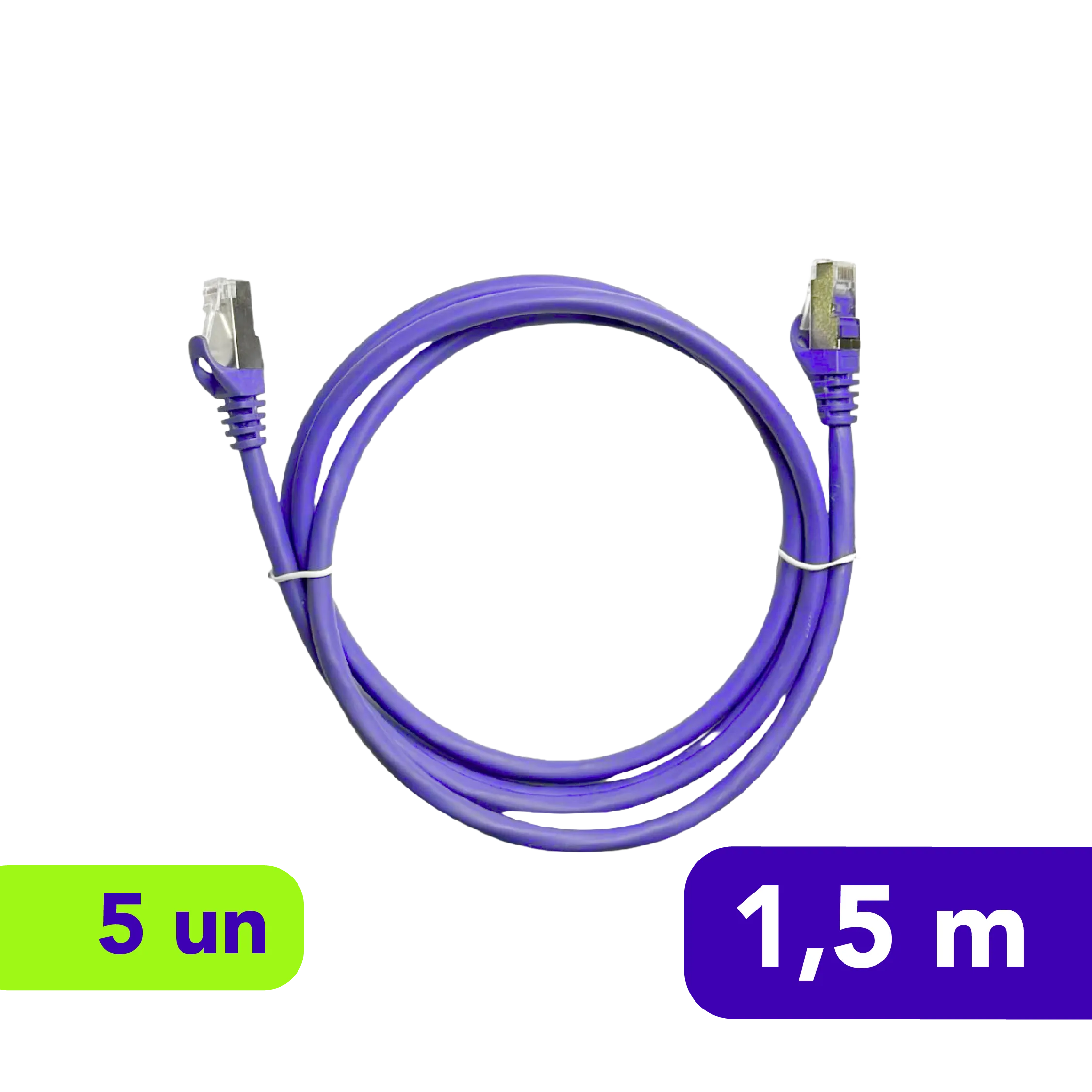 Patch Cord - FTP LSZH Cat. 6A - 1,5m - Roxo - Kit com 5 Unidades