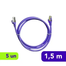 Patch Cord - FTP LSZH Cat. 6A - 1,5m - Roxo - Kit com 5 Unidades