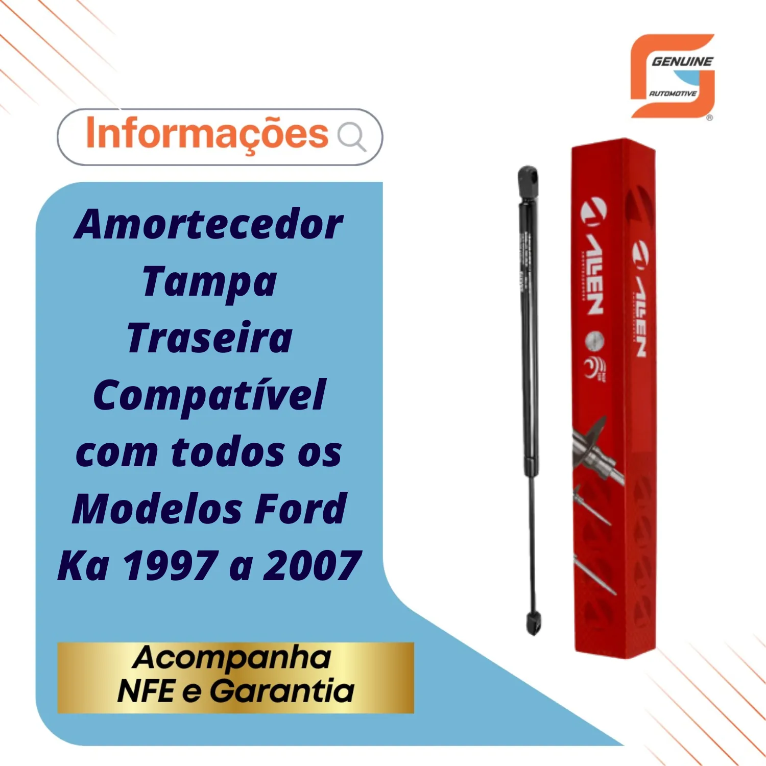Amortecedor A Gás Tampa Do Porta-Malas Ford Ka 1997 a 2007