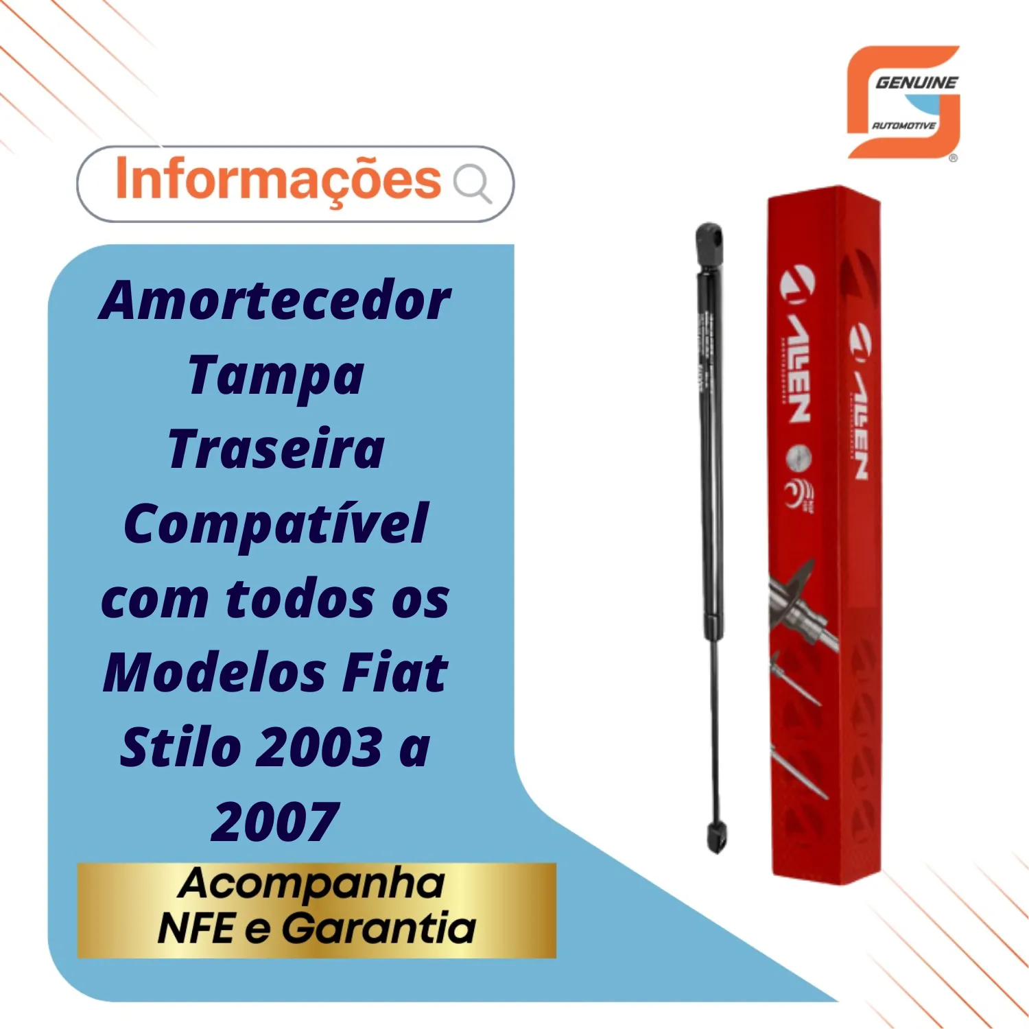 Amortecedor A Gás Tampa Porta-Malas Fiat Stilo 2003 a 2007