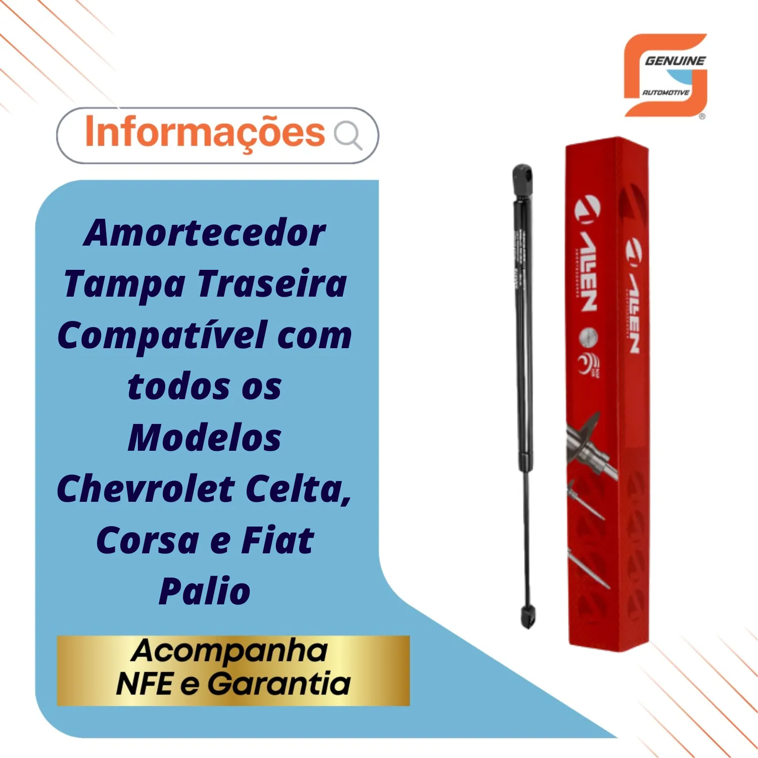 Amortecedor A Gás Tampa Traseira Gm Celta Corsa Fiat Palio