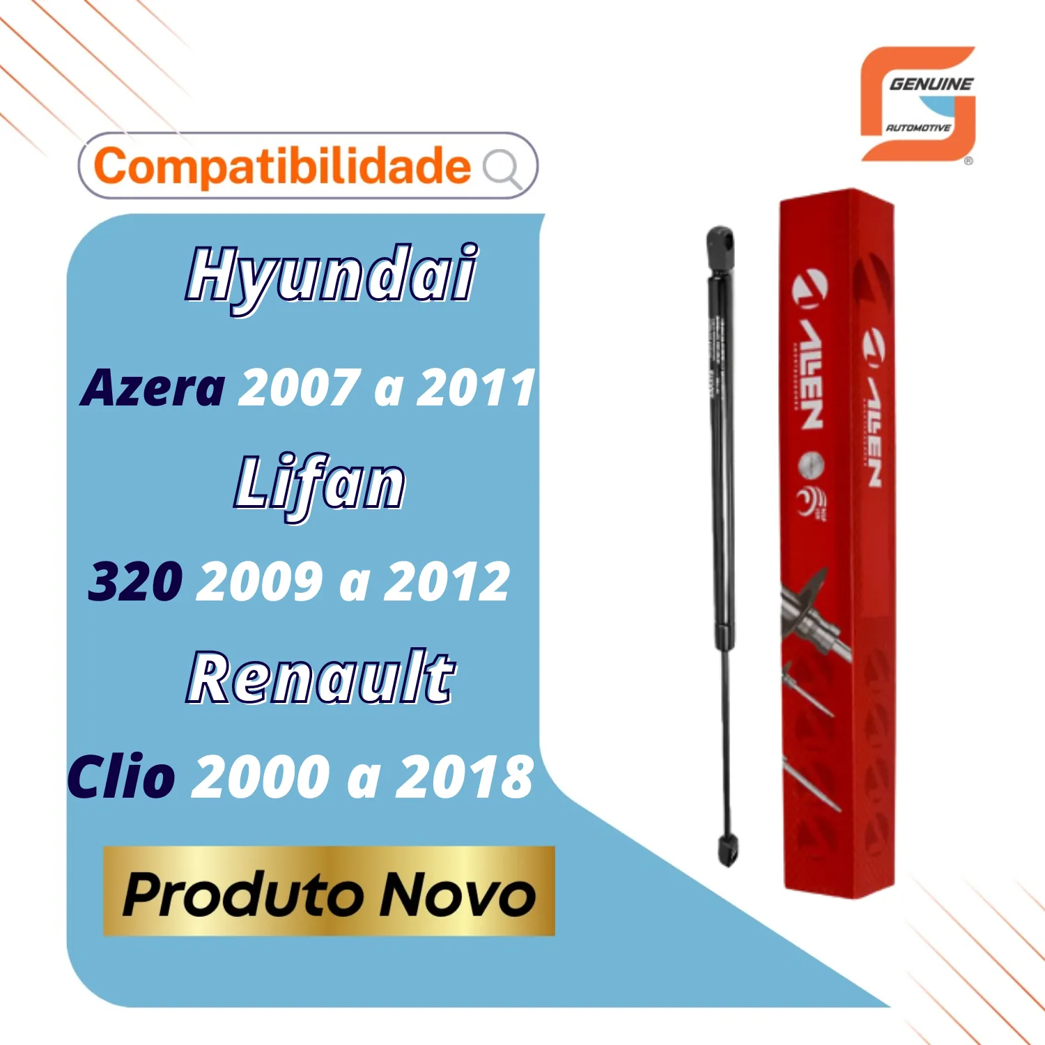 Amortecedor A Gás Tampa Porta-Malas Azera, Clio, Lifan 320