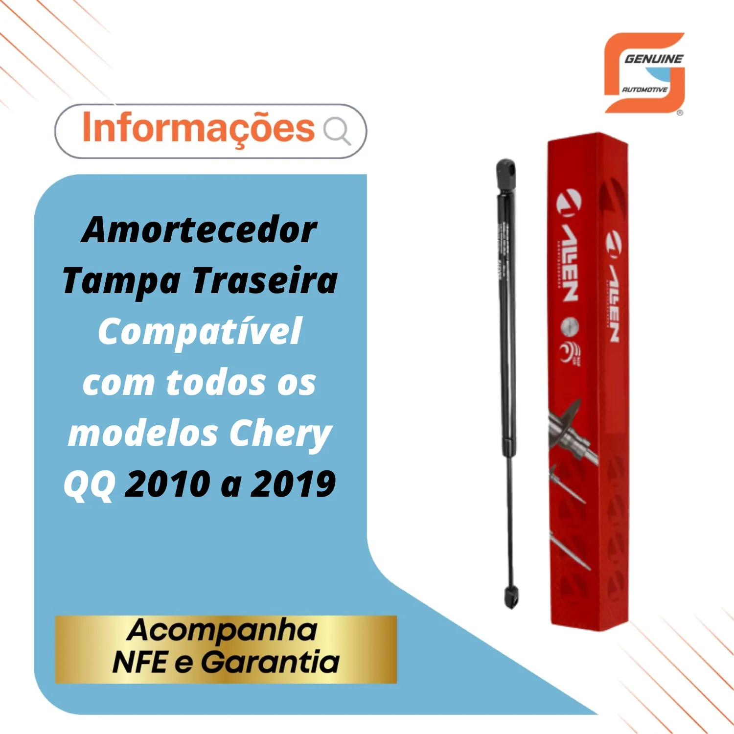 Amortecedor A Gás Tampa Traseira Porta-Malas Chery QQ 1.1