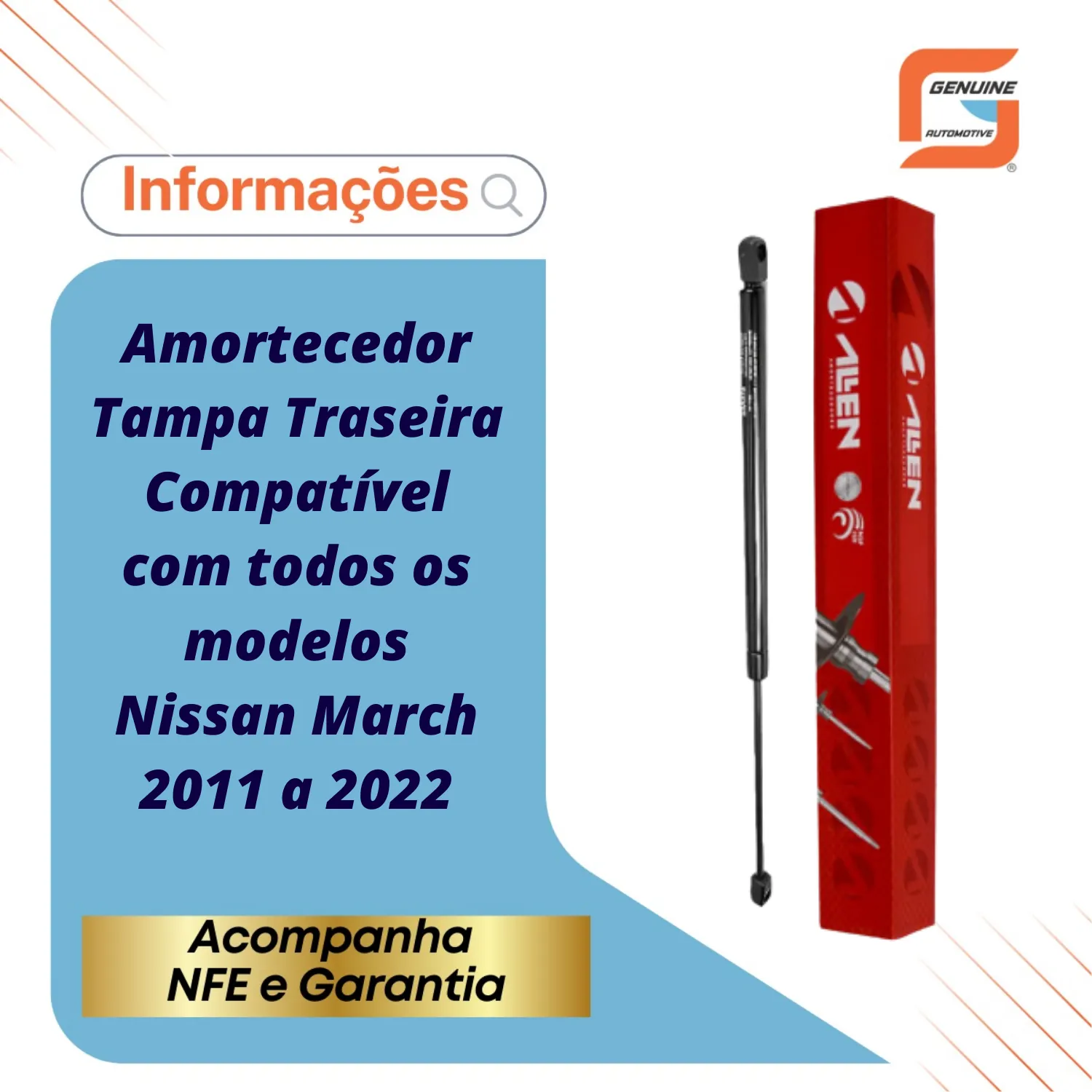 Amortecedor A Gás Da Tampa Traseira Nissan March 2011 a 2022