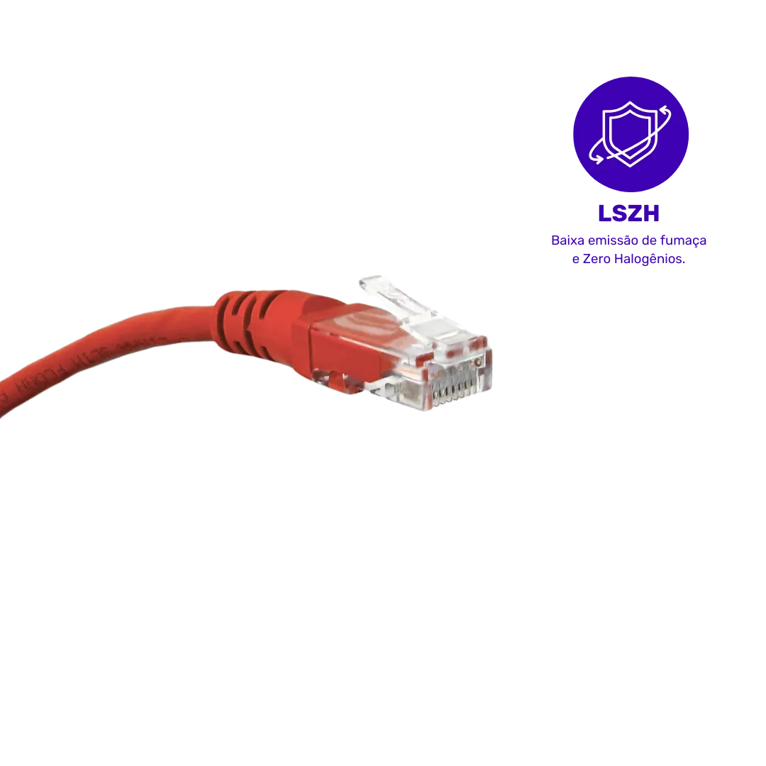 Patch Cord Cat.5E U/UTP - LSZH - 1,5m - Vermelho - Kit com 5 Unidades