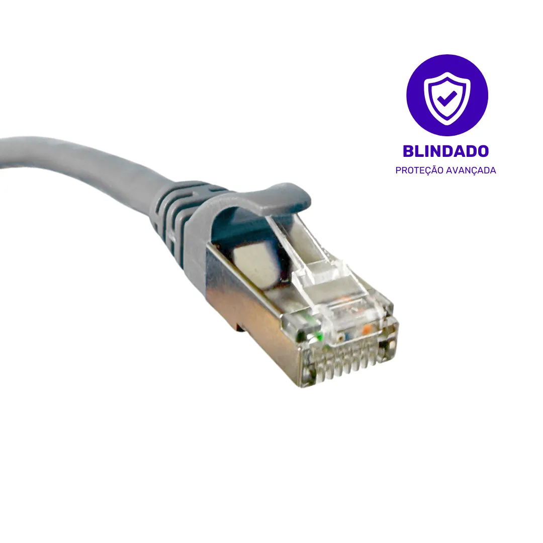 Patch Cord - Blindado - F/UTP - LSZH - Cat.6 - 1,5 m - Cinza - Kit com 5 Unidades