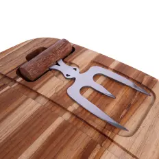 Tábua churrasco multiuso com garra de urso, porte grande, Madeira Teca Gourmet