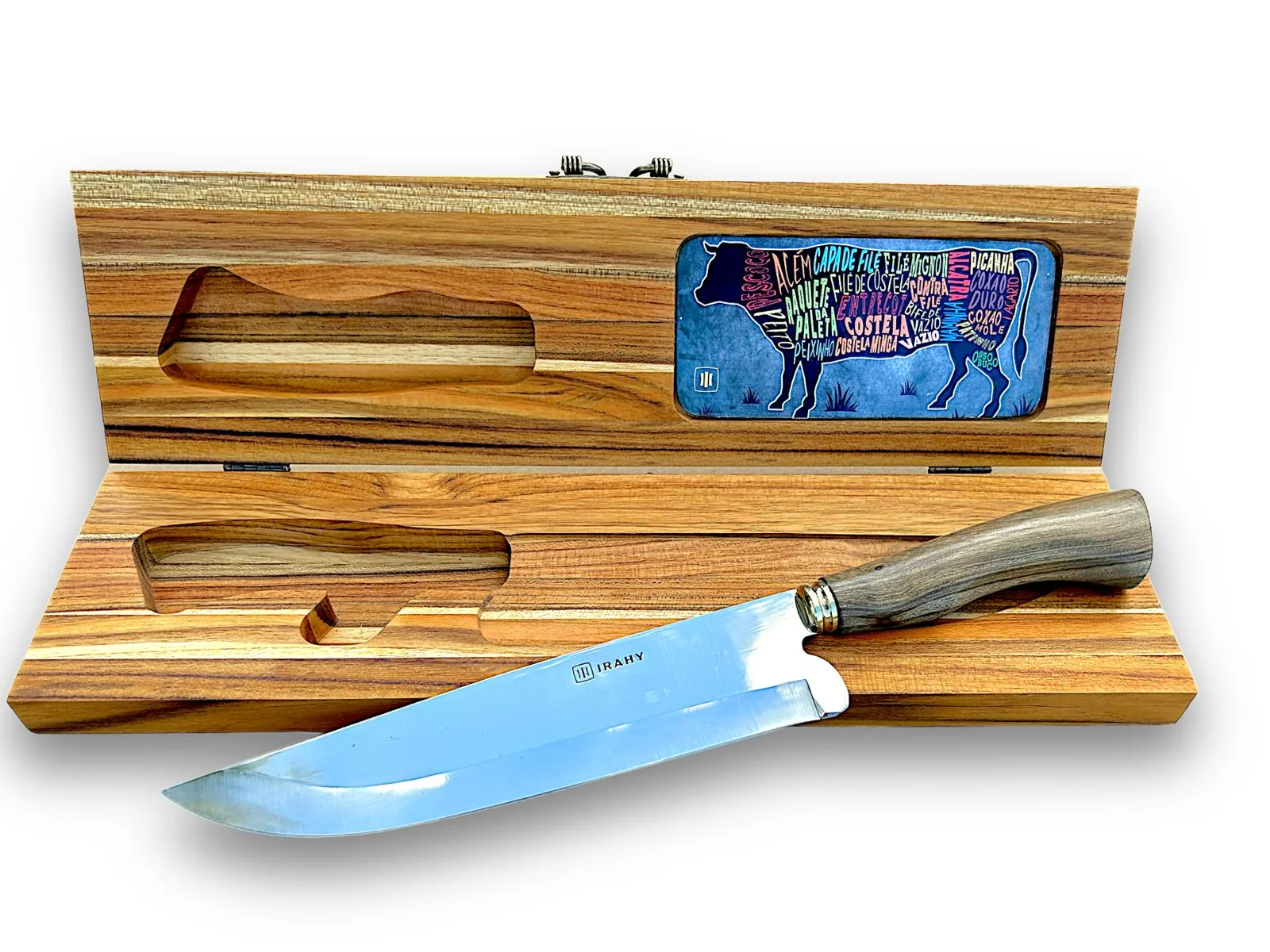 Faca Fazendeira 9 Pol. + Estojo em madeira teca