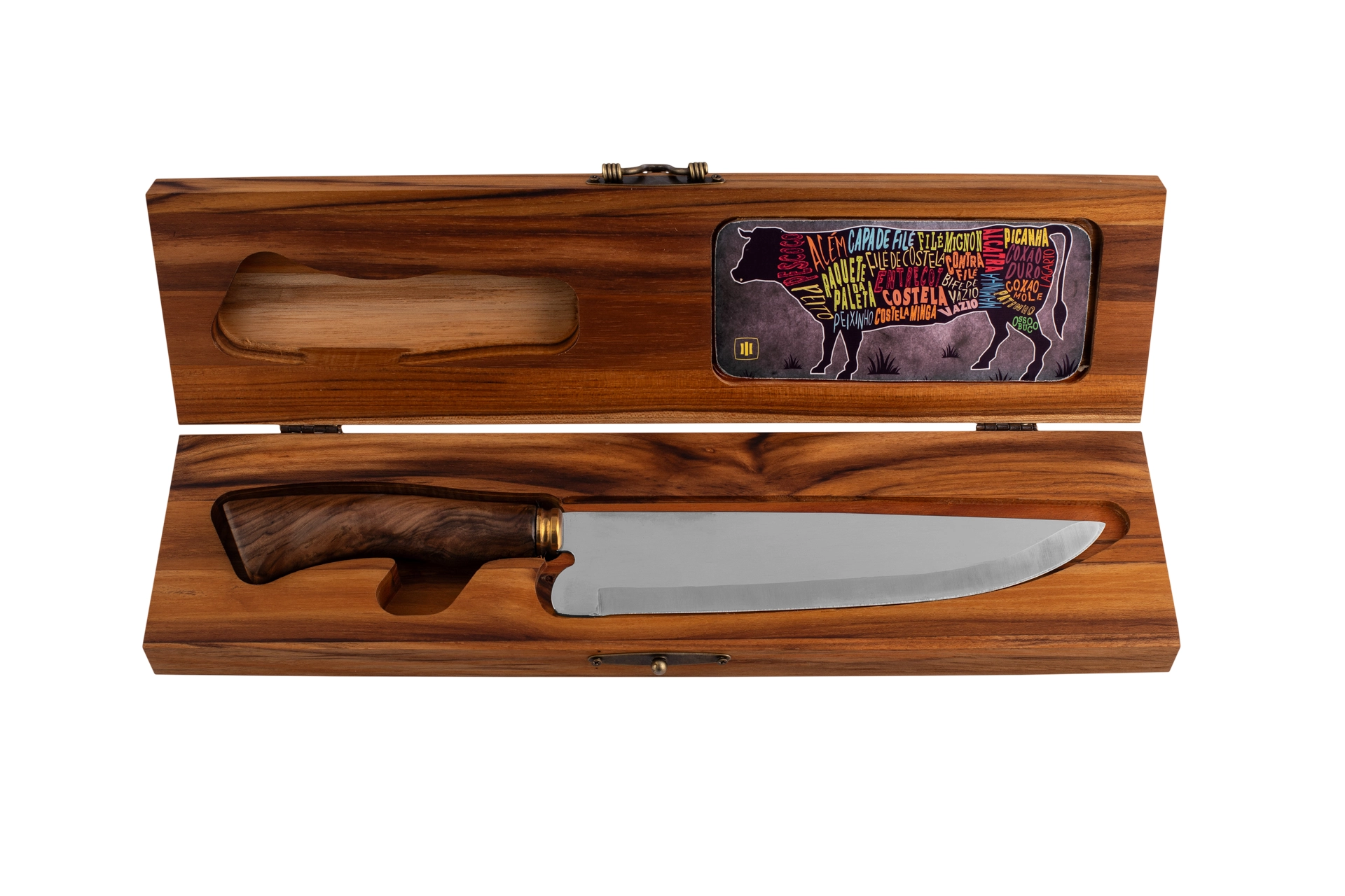 Faca Fazendeira 9 Pol. + Estojo em madeira teca