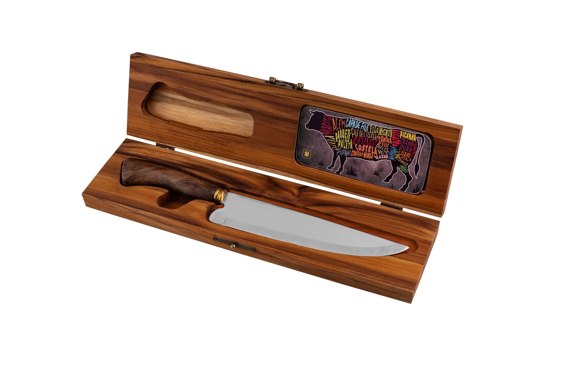 Faca Fazendeira 9 Pol. + Estojo em madeira teca