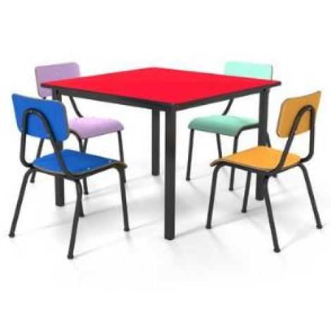 CONJUNTO JUVENIL MESA 80X80 COM 4 CADEIRAS (6 a 10 anos)