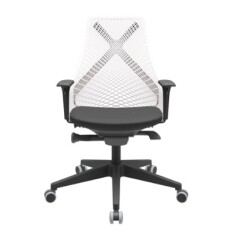 Bix Presidente Tela Branca / Rodízios PU 55mm / Bases/Estruturas Piramidal / Mecanismos Autocompensador / Apoios de braço Regulável