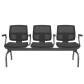 Brizza Longarina Tela Preta / 3 Lugares / Bases/Estruturas Metal Preto / Apoios de braço Fixo