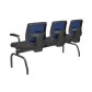 Brizza Longarina Tela Azul / 3 Lugares /Bases/Estruturas Metal Preto / Apoios de braço Fixo
