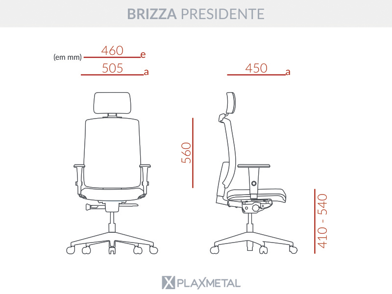 Cadeira Presidente Brizza com Encosto de Cabeça