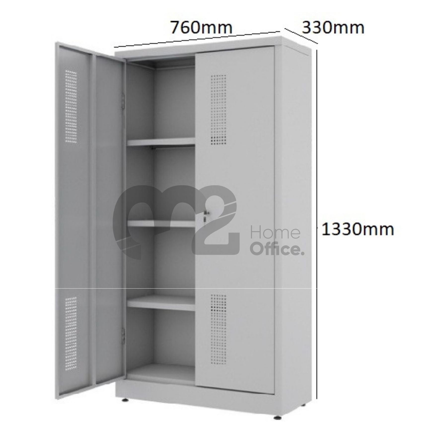 Armário de Aço - RAA408SF - 2 portas com fechadura - 1330 x 760 x 330mm - Com 02 prateleiras móveis e 01 fixa