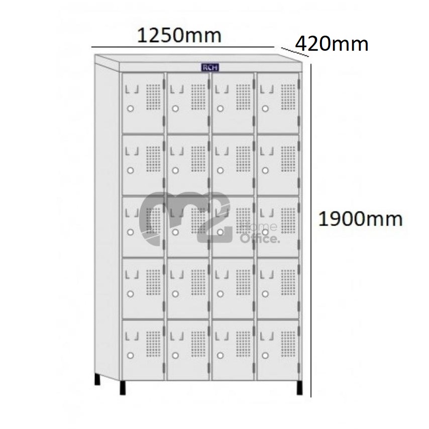 Roupeiro Para Vestiário RGRSP-20 Sobreposto com 20 Portas - com PITÃO - RCH
