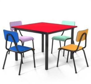CONJUNTO JUVENIL MESA 80X80 COM 4 CADEIRAS (6 a 10 anos)