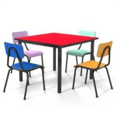 CONJUNTO JUVENIL MESA 80X80 COM 4 CADEIRAS (6 a 10 anos)