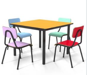 CONJUNTO JUVENIL MESA 80X80 COM 4 CADEIRAS (6 a 10 anos)