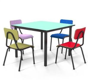 CONJUNTO JUVENIL MESA 80X80 COM 4 CADEIRAS (6 a 10 anos)