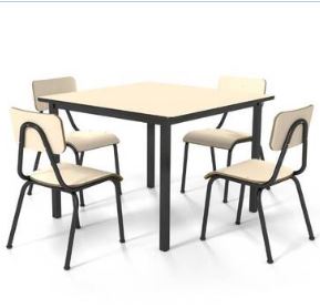 CONJUNTO JUVENIL MESA 80X80 COM 4 CADEIRAS (6 a 10 anos)