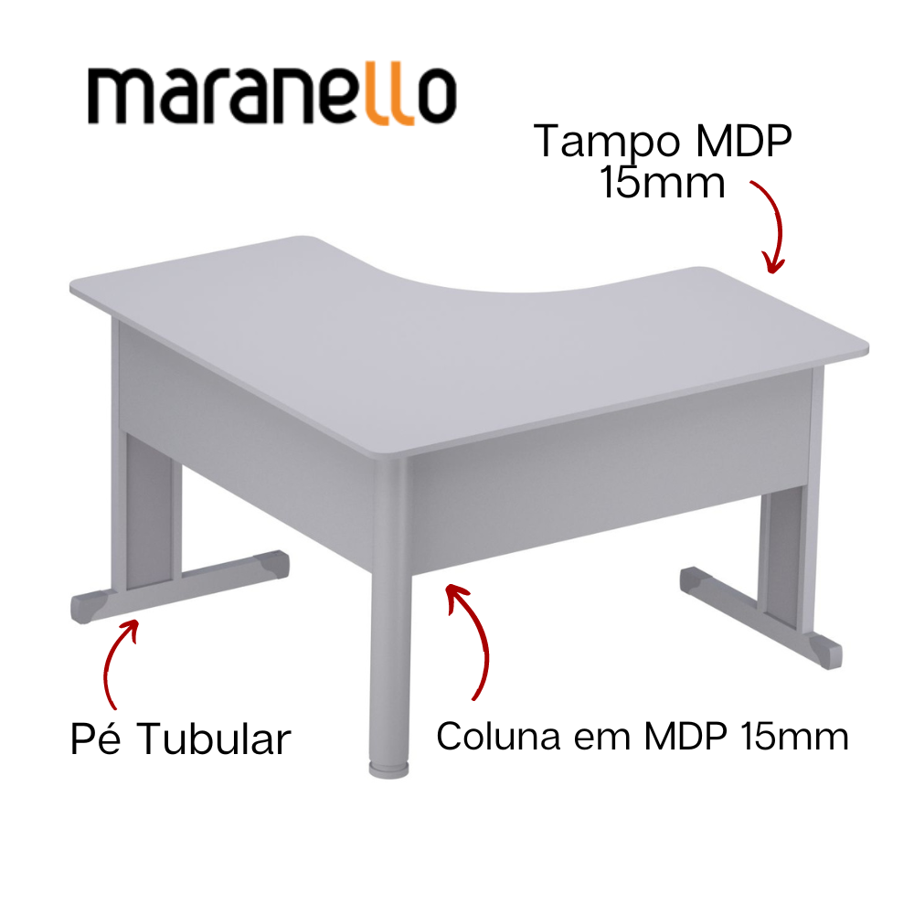MESA ESCRITÓRIO ANGULAR 1200X1400MM MARANELLO M15