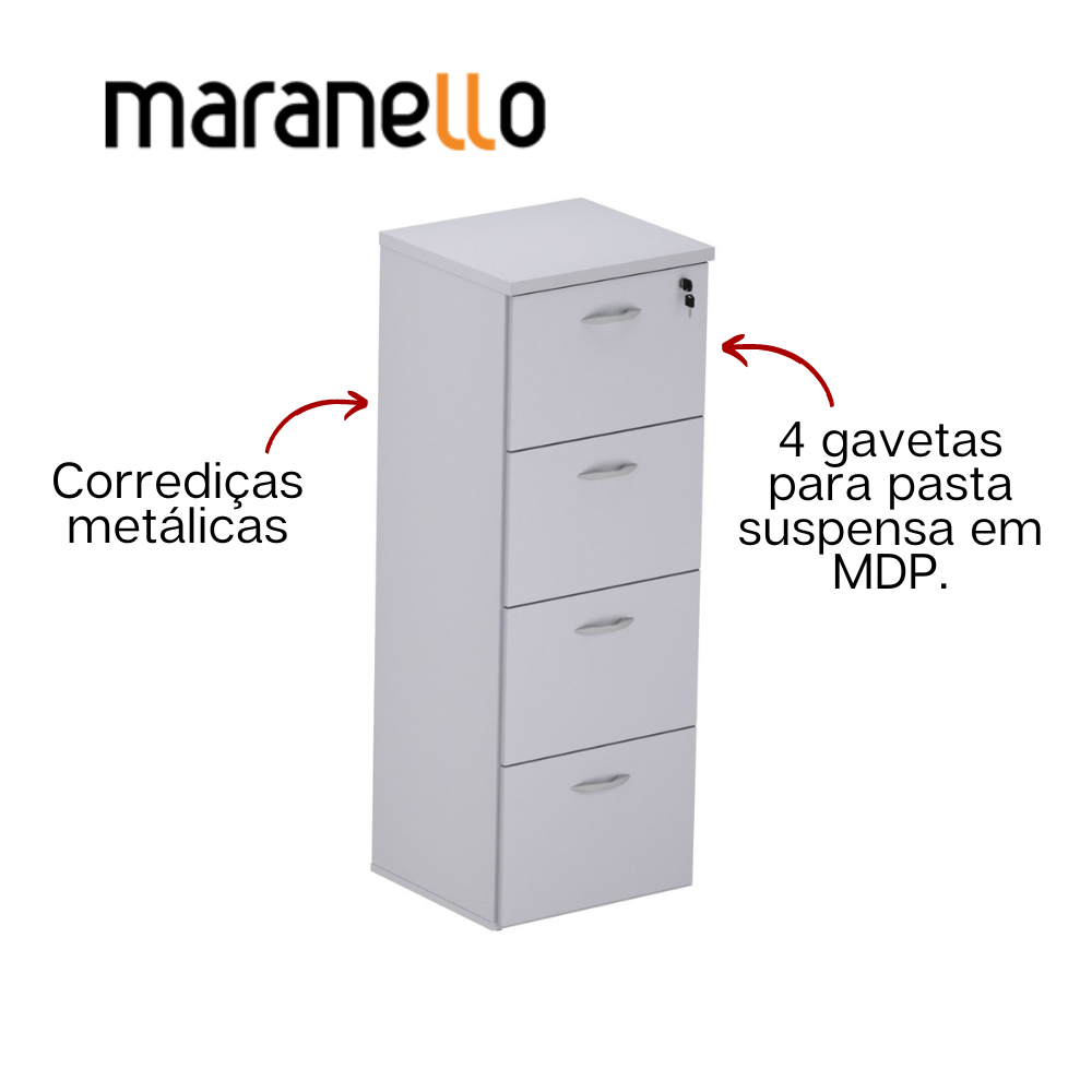 Arquivo 4 Gavetas p/Pasta Suspensa MARANELLO M15