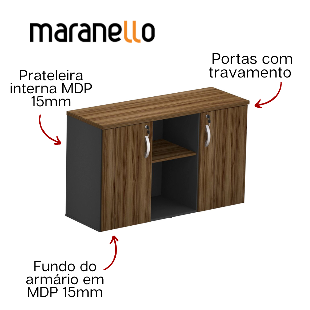 Armário Baixo Credenza 2 Portas 25mm - Fundo 15mm - 1196mm x 420mm x 735mm M25 MARANELLO