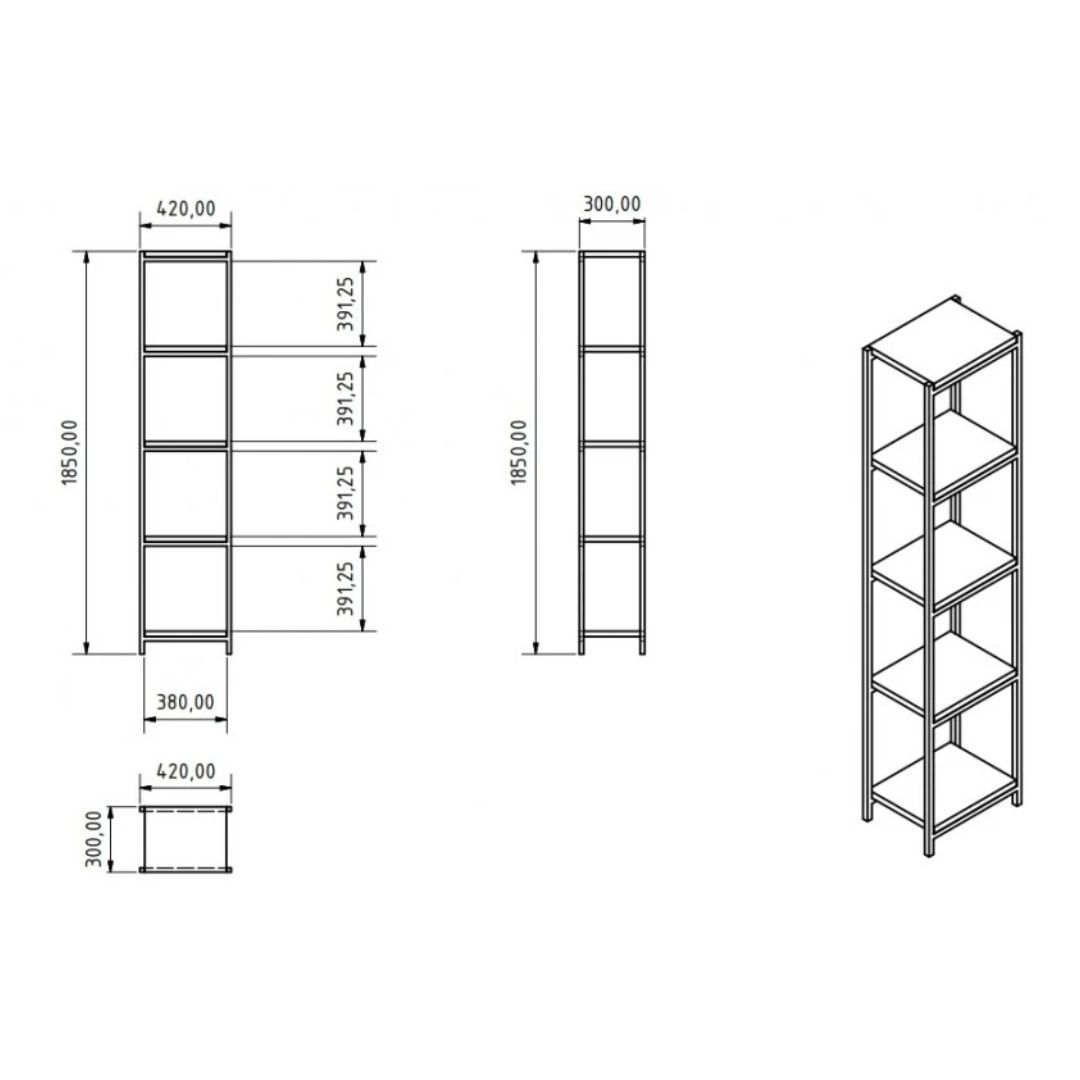 ESTANTE MODULAR 420 X 300 X 1850mm